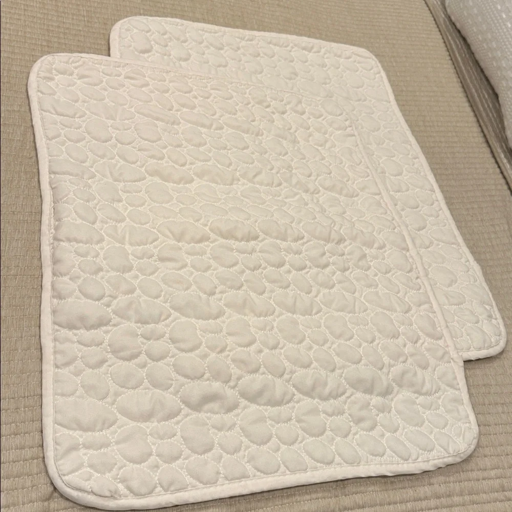 Artistic Linen Standard Pillow Sham Set (2) Ivory Quilted Textured Oval Pattern